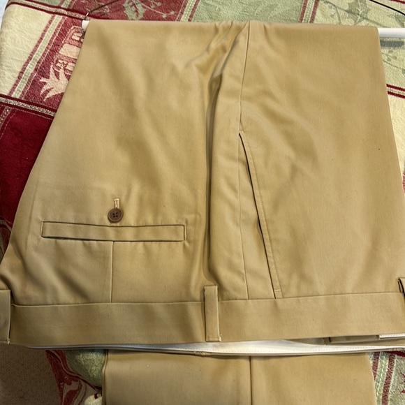 Alan Flusser Mens Khaki Golf Pants 40x30 100% cotton. Flat front straight leg. - Picture 10 of 11